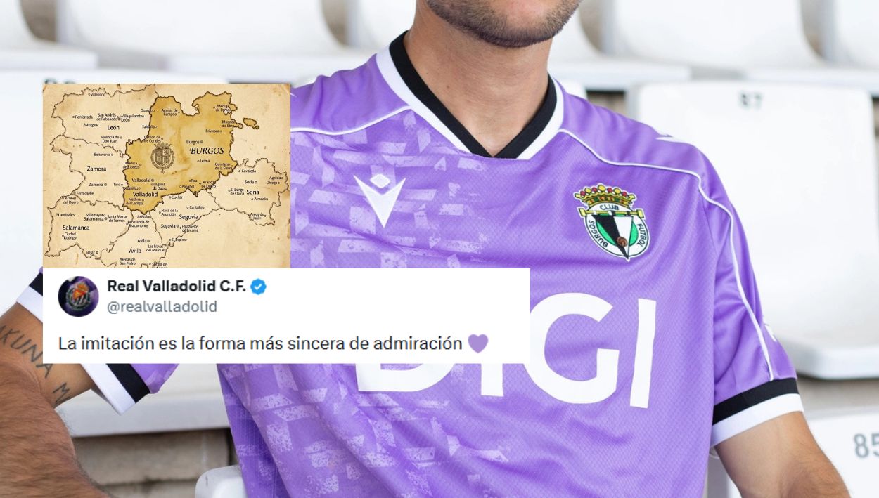 El Real Valladolid tira de ironía con la nueva camiseta del Burgos: "La imitación es la forma más sincera..."